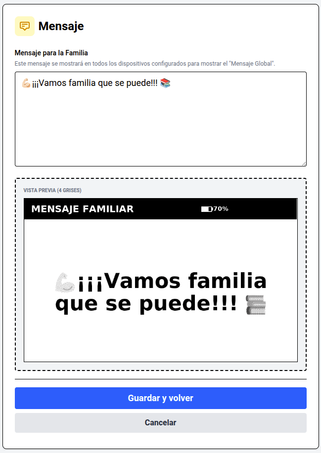 Editor de mensaje global con vista previa