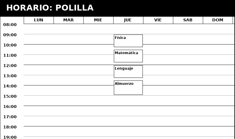 Horario individual en el tablero
