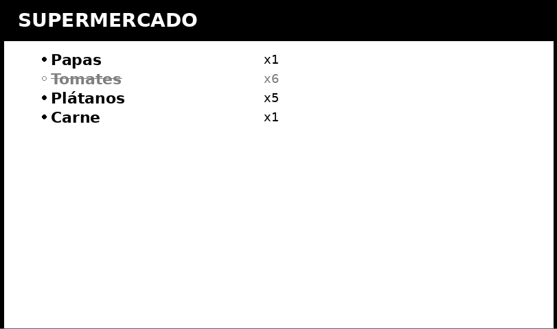Lista de compras en el tablero