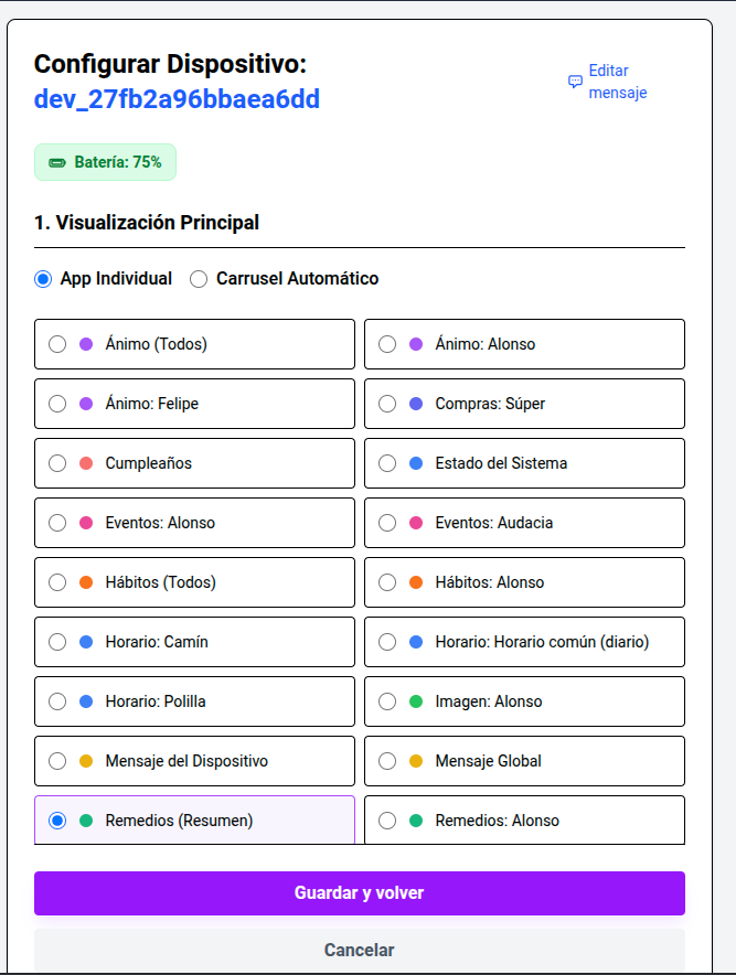 Configuración de app individual