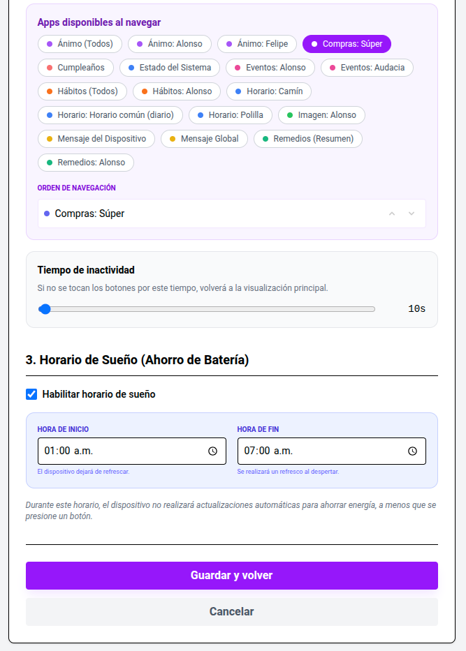 Horario de sueño del dispositivo