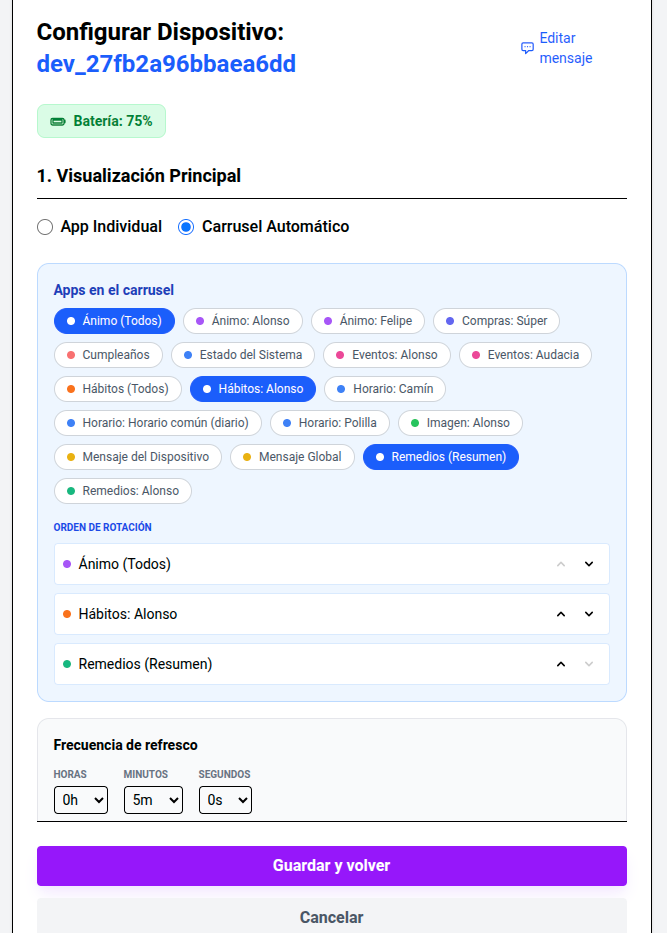 Configuración de carrusel automático